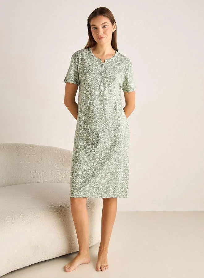 سبلاش فيڤ Printed Sleepshirt with Short Sleeves